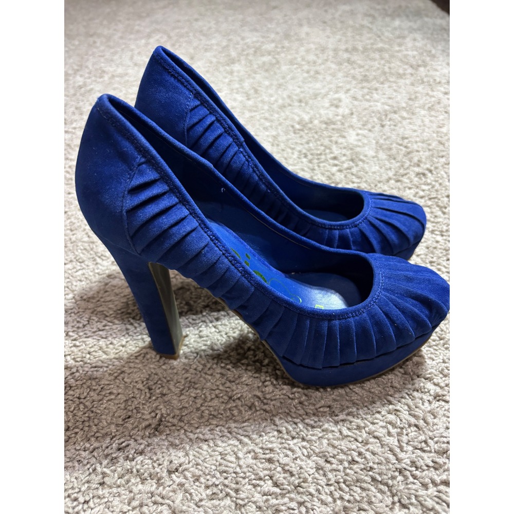 Kensie Girl KG-Pelle Royal Blue Velvet Pleated Platform Pumps Heels Size 6.5M - Picture 3 of 7
